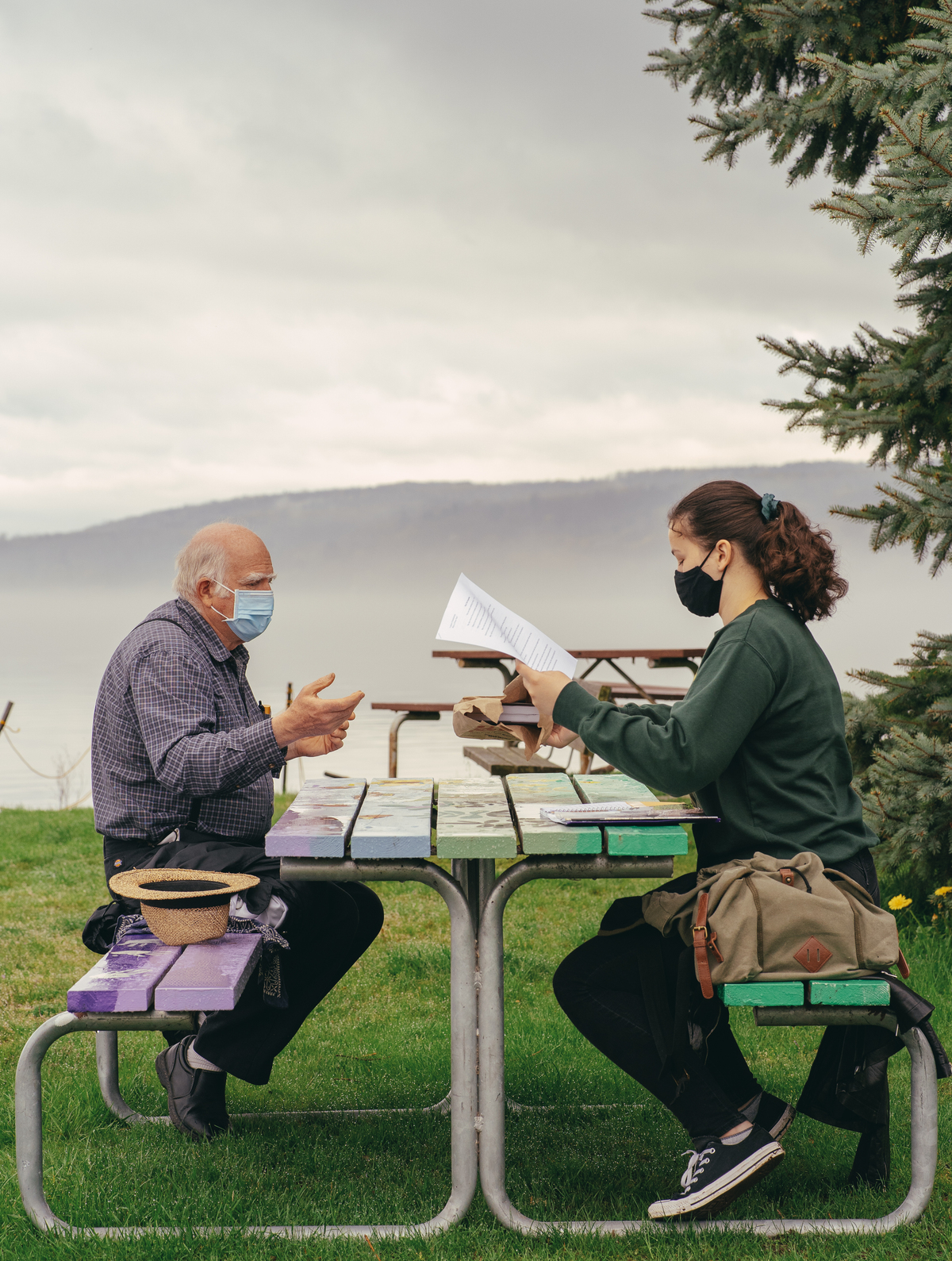 Ivan Martin and Lauren Chamberlain 24 chatting by the lake